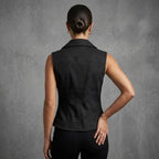 Women's Black Suede Leather Vest - Back
