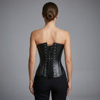 Women's Black PU Leather Corset - Back