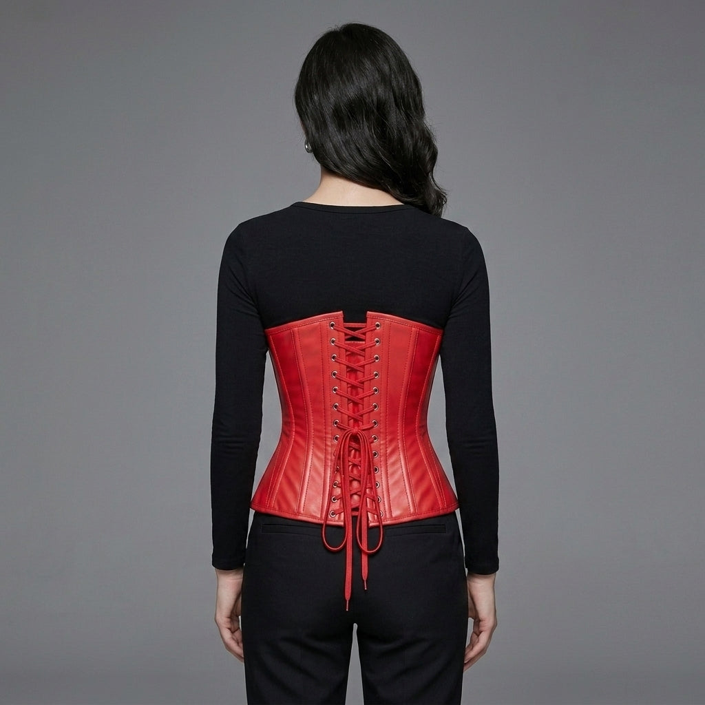 Women's Leather Shapewear Underbust Corset - Back