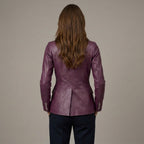 Brown Lambskin Leather Long Coat - Back