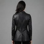 Women's Double Breasted Lambskin Blazer - Back