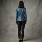 Women's 2-Button Lambskin Leather Blazer - Back