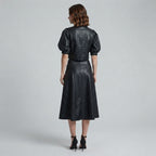 Women's Black Leather Party Dress - Back