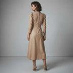 Women's Vintage V-Neck Leather Dress - Back