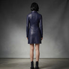 Women's Genuine Leather Elegant Party Mini Dress - Back