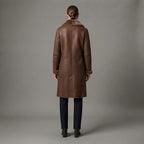 Women's Brown Shearling Coat - Back