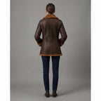 Women's Shearling Leather Coat - Back