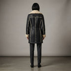 Women's Real Sheepskin Leather Shearling Jacket - Back