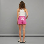 Women's Pink PU Leather Shorts - Back