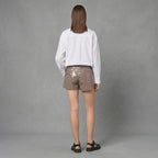 Women's Brown Leather Shorts - Back