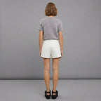 Women's White Leather Shorts - Back
