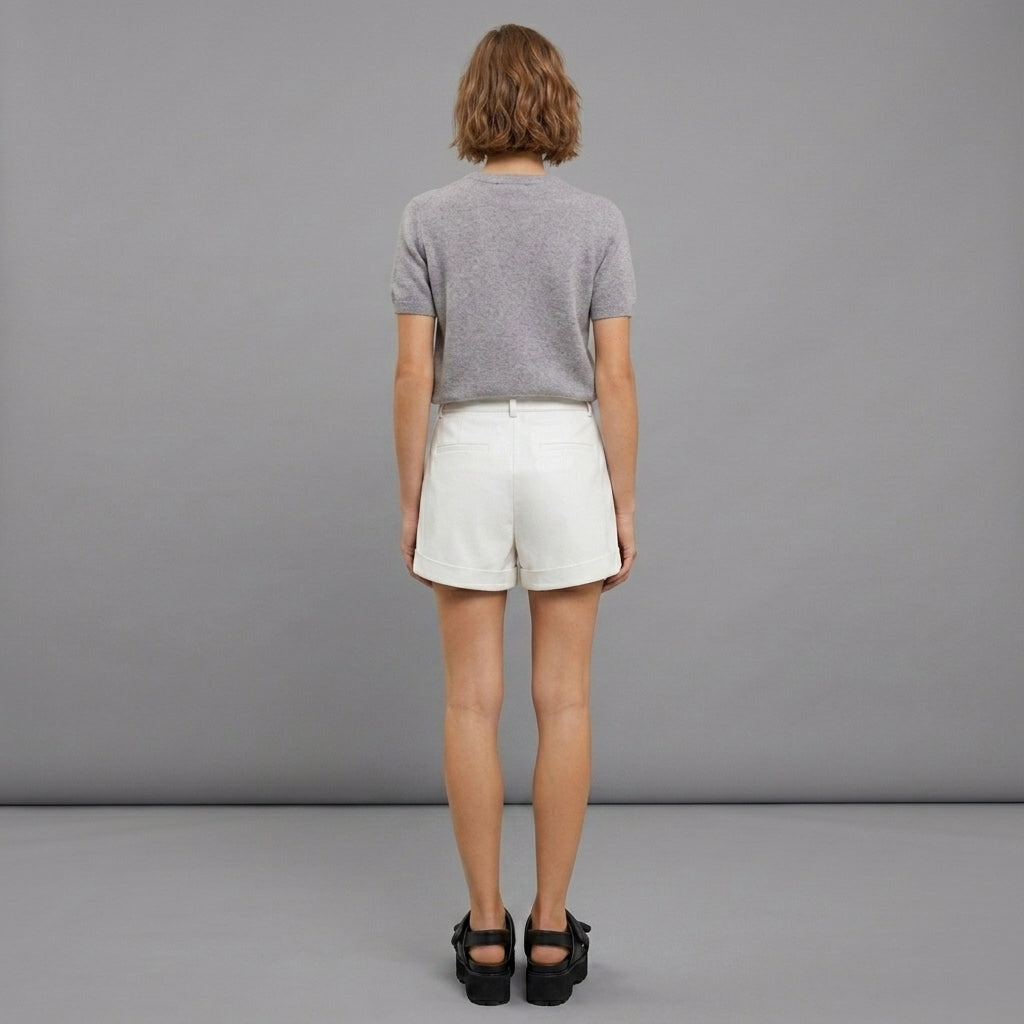 Women's White Leather Shorts - Back