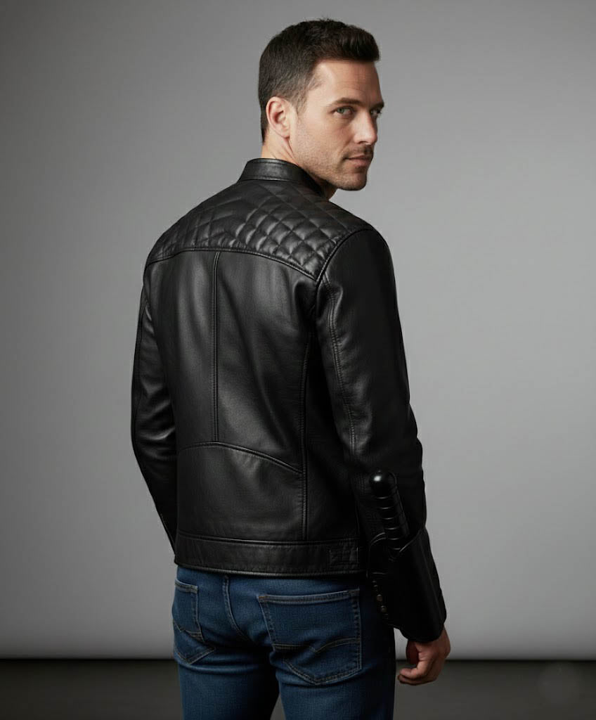 Black Leather Biker Jacket for Men – Elvora™