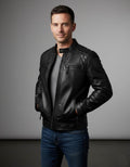 Black Leather Biker Jacket for Men – Elvora™