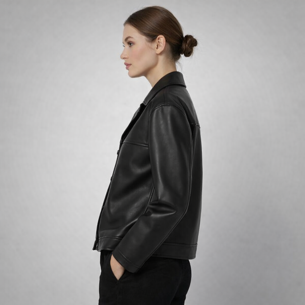 Women's Stylish Leather Shirt - Back