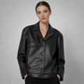 Women's Stylish Leather Shirt - Front