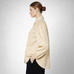 Women's Beige Long Sleeve Leather Shirt - Back