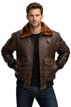 Men's G1 Aviator A2 Bomber Leather Jacket - Front