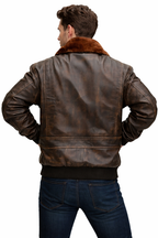 Men's G1 Aviator A2 Bomber Leather Jacket - Back