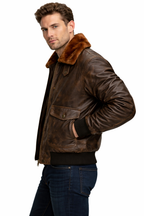 Men's G1 Aviator A2 Bomber Leather Jacket - Left