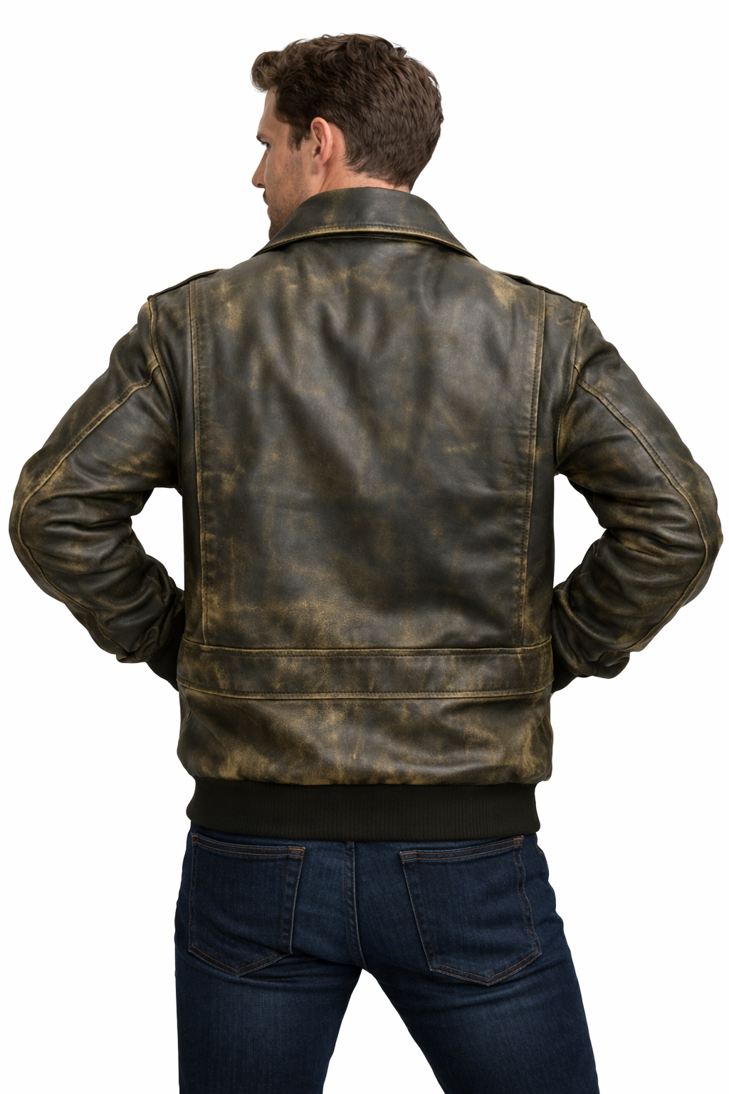 A2 Distressed Aviator Bomber Brown Leather Jacket – Elvora™