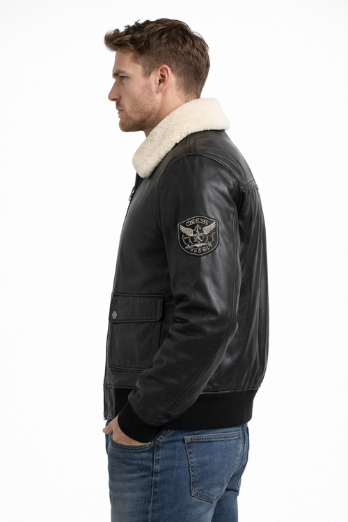 G-1 Leather Flight Bomber Jacket Aviator Style Men - Back