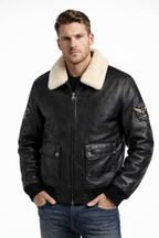 G-1 Leather Flight Bomber Jacket Aviator Style Men - Front