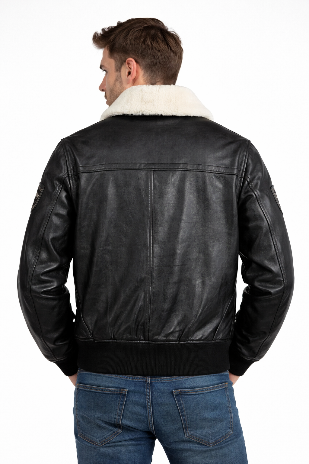 G-1 Leather Flight Bomber Jacket Aviator Style Men - Left