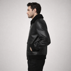 Men's Lambskin Leather Biker Jacket - Back