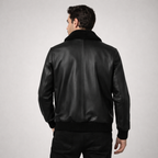 Men's Lambskin Leather Biker Jacket - Left