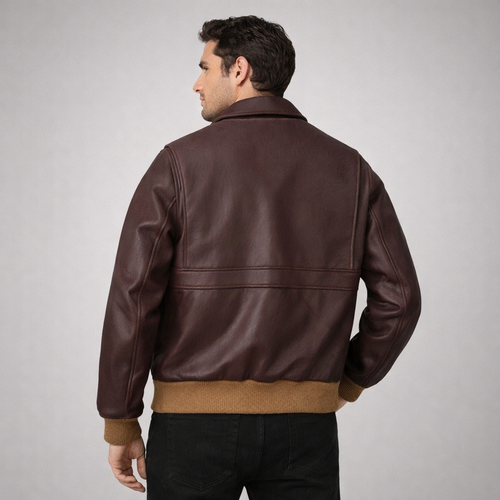 Men's A-2 RAF Aviator Sheepskin Leather Bomber Jacket - Back