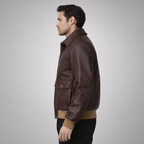 Men's A-2 RAF Aviator Sheepskin Leather Bomber Jacket - Left