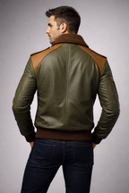 Men's A-2 Aviator Sheepskin Leather Bomber Jacket - Back