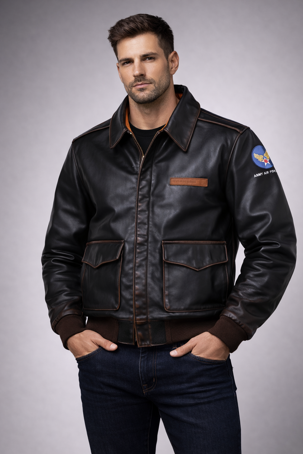 Men's Type A2 Flight Leather Jacket - Front