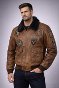 Men's Traditional Leather Biker Jackets - Front