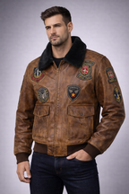 Men's Traditional Leather Biker Jackets - Front