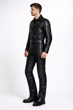 Unisex Black Leather Outfit Set - Front