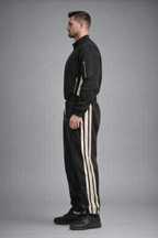 Men's Black Track Leather Jumpsuit - Back
