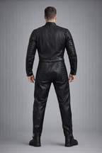 Men's Leather Jumpsuit Bodysuit and Biker Suit - Back