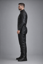 Men's Leather Jumpsuit Bodysuit and Biker Suit - Left