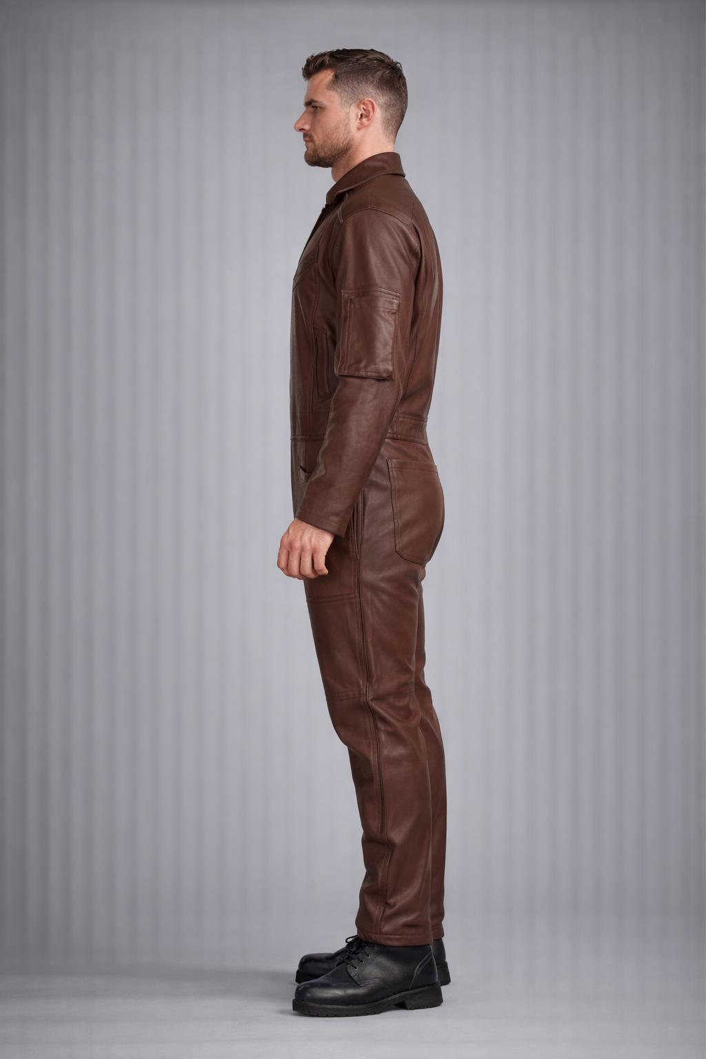 Men's Leather Jumpsuits Overalls and Bodysuits - Left