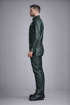 Men's Biker Genuine Leather Jumpsuit - Back