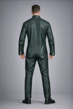 Men's Biker Genuine Leather Jumpsuit - Left