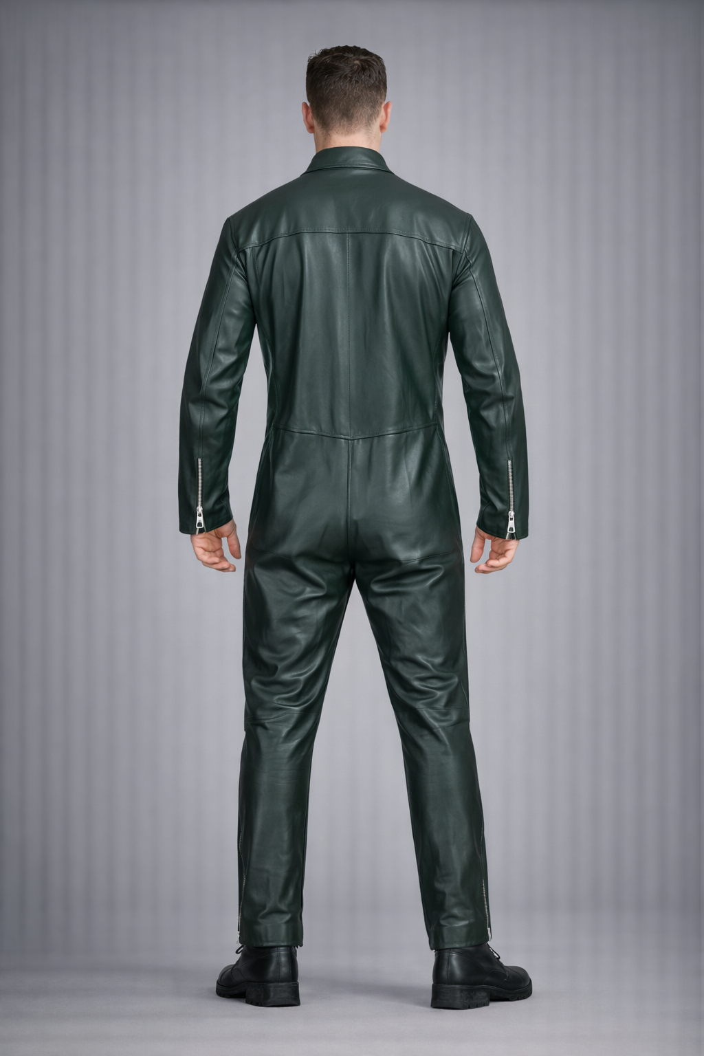 Men's Biker Genuine Leather Jumpsuit - Left