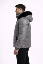 Men's Leather Puffer Jacket - Left