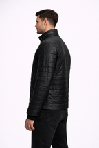 Men's Black Riverside Leather Jacket - Back