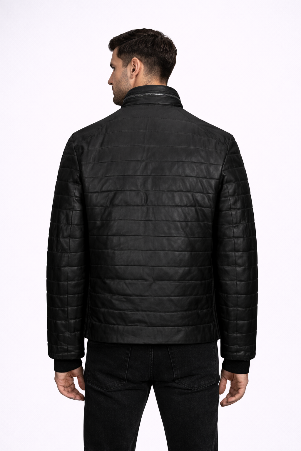 Men's Black Riverside Leather Jacket - Left
