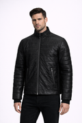 Men's Black Riverside Leather Jacket - Front