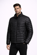 Men's Premium Quilted Leather Puffer Jacket - Front