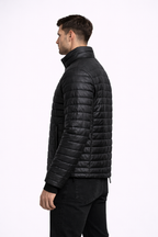 Men's Premium Quilted Leather Puffer Jacket - Left